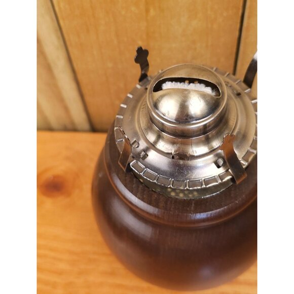 Vintage Primitive Oil Lamp with Wooden Base - Picture 8 of 9